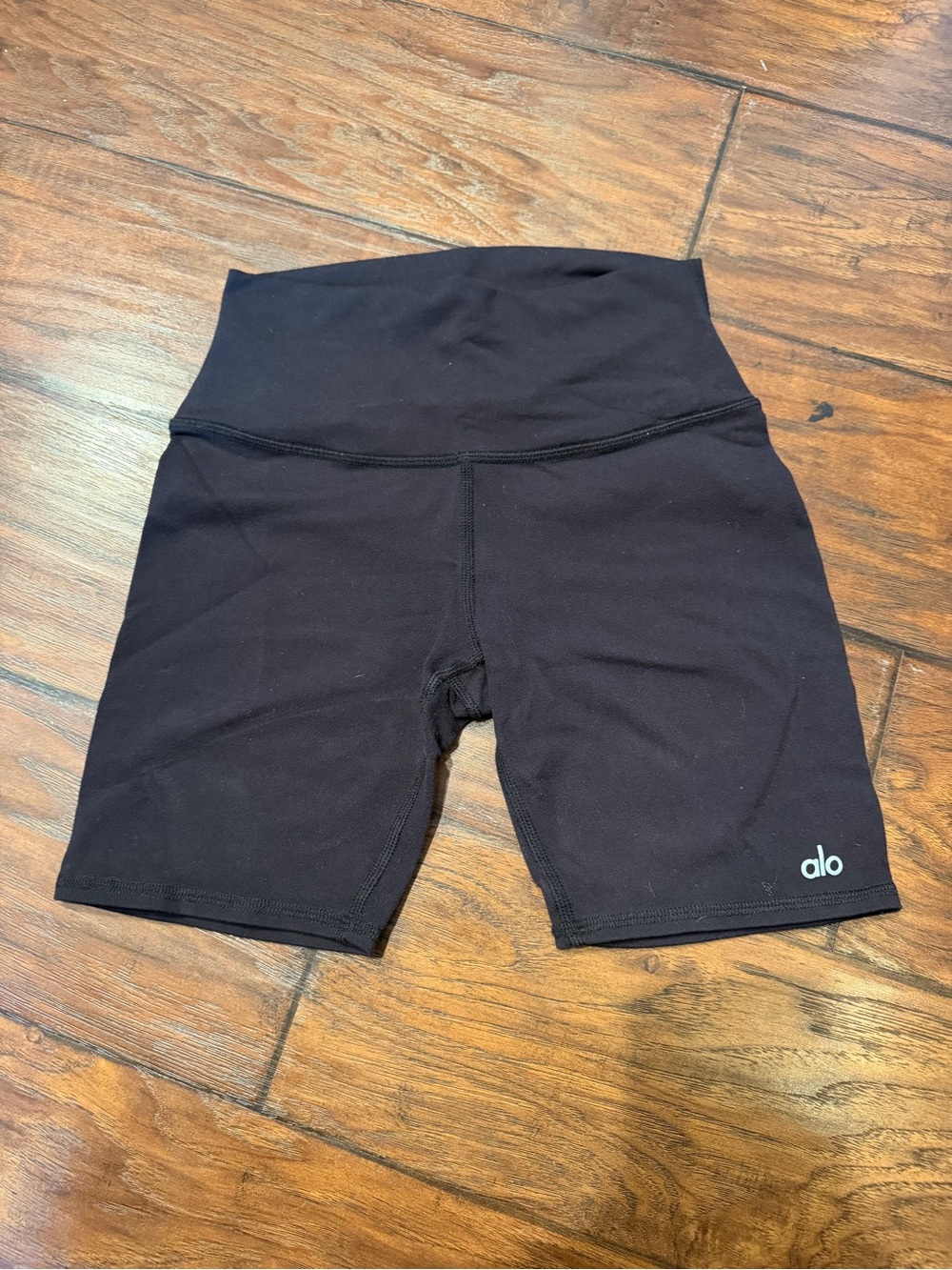 ALO Yoga Black High-Rise Bike Shorts with Logo